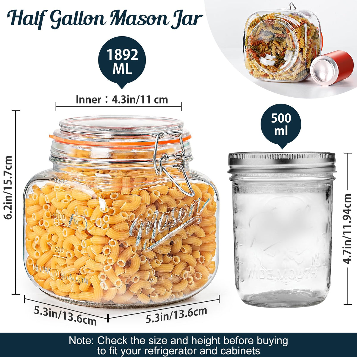 Dwbligt wide mouth jar showing a large opening for easy filling