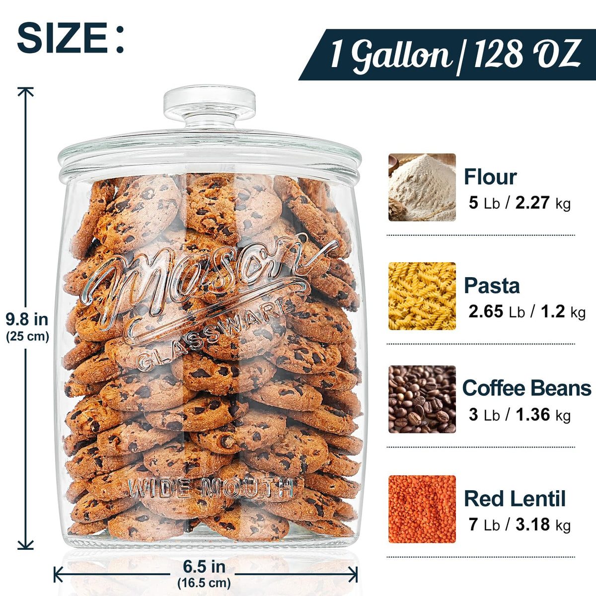 Dwbligt wide-mouth opening facilitates scooping and refilling bulk ingredients with less mess.