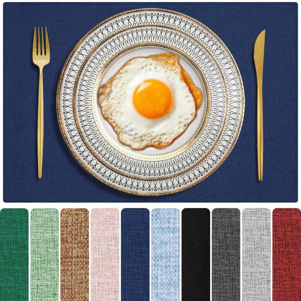 DWCCRURD cloth placemats navy close-up showing durable double-layer fabric for everyday meals