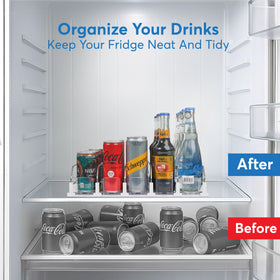Dwella adjustable-width dividers adapt to cans and tall bottles for versatile storage.