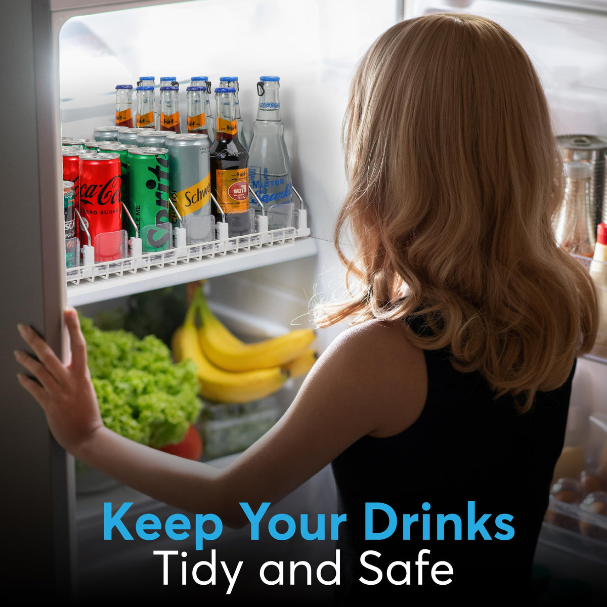 Dwella holds up to 25 drinks across five rows for efficient storage.