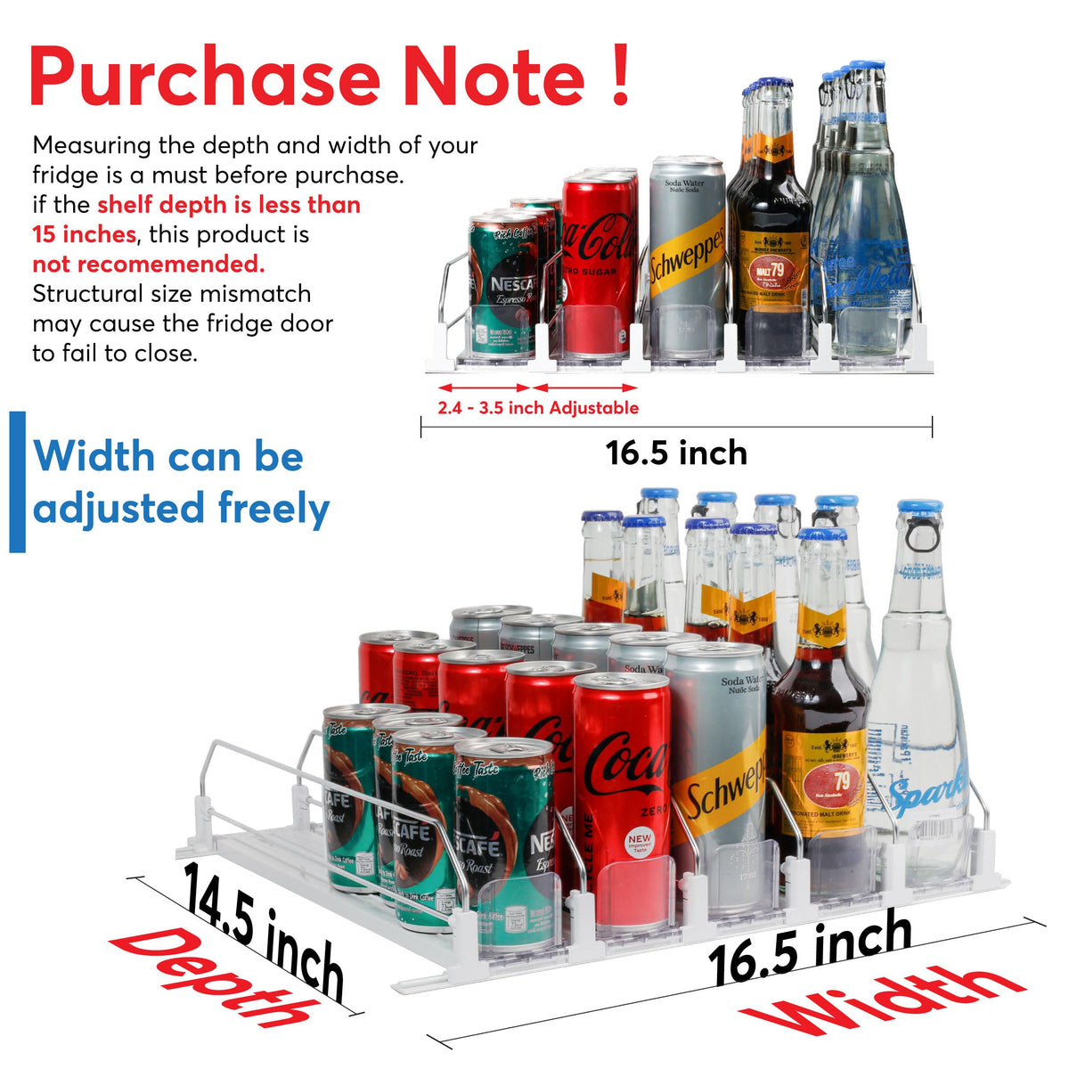 Dwella spring-loaded dispenser slides drinks forward for quick access.