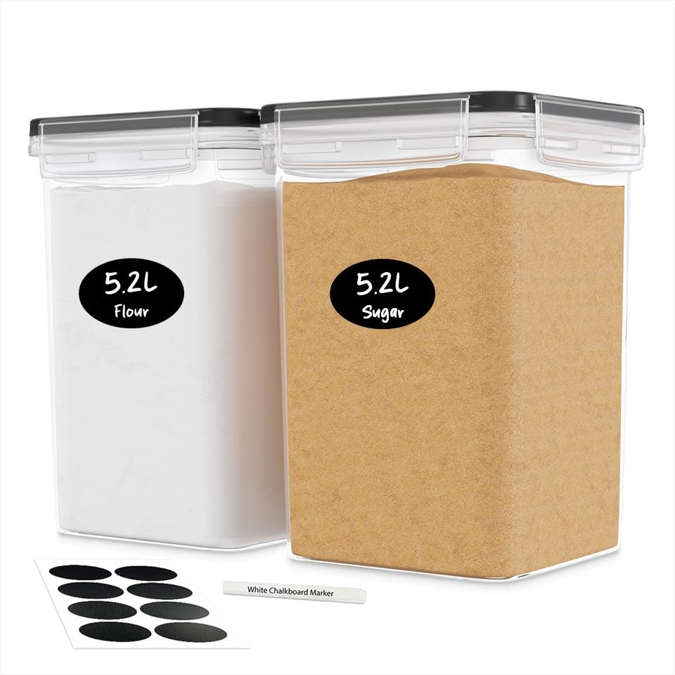 DWËLLZA KITCHEN airtight container with side-lock lid keeps flour fresh.