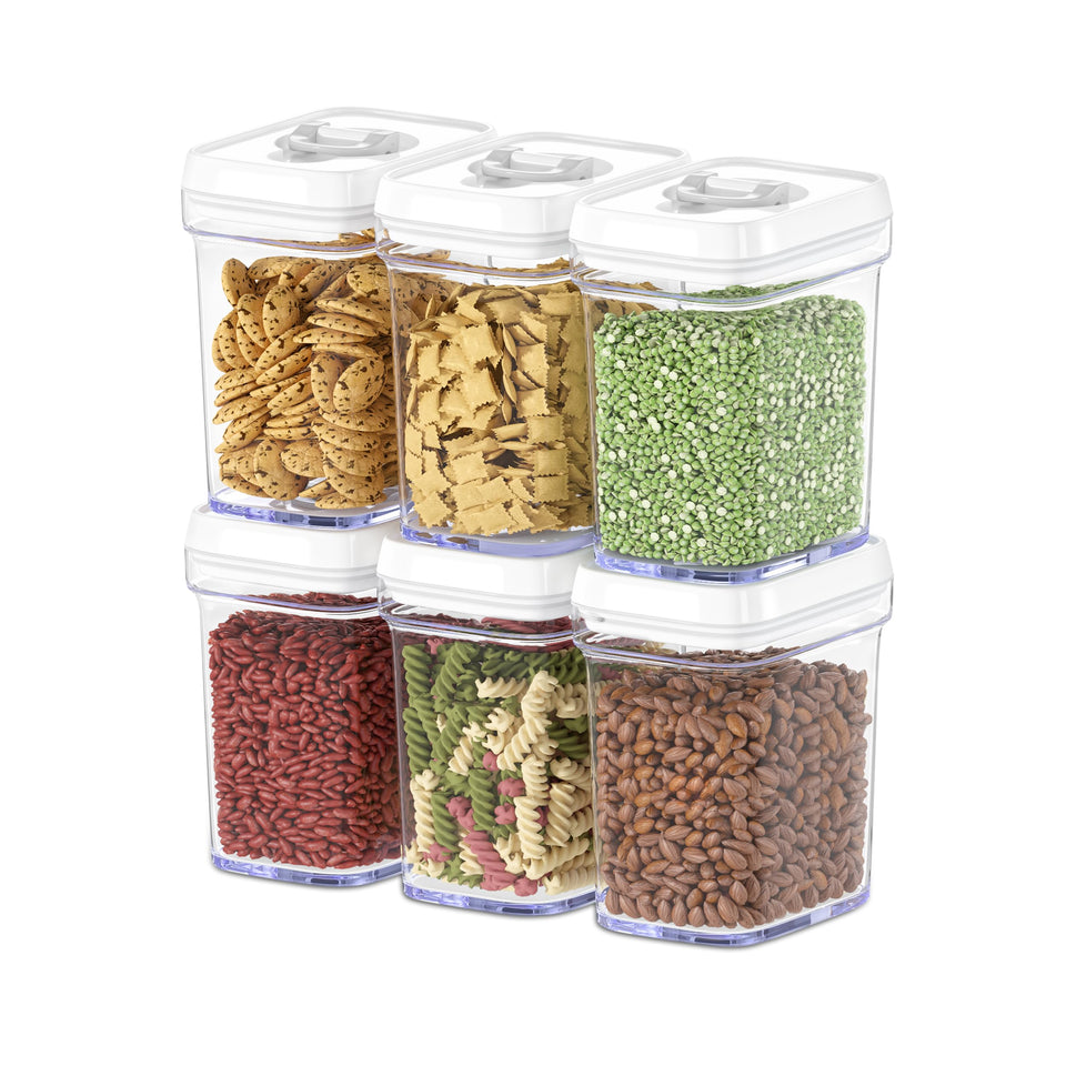 DWËLLZA KITCHEN airtight containers in a 6-pack with clear bodies for easy content viewing