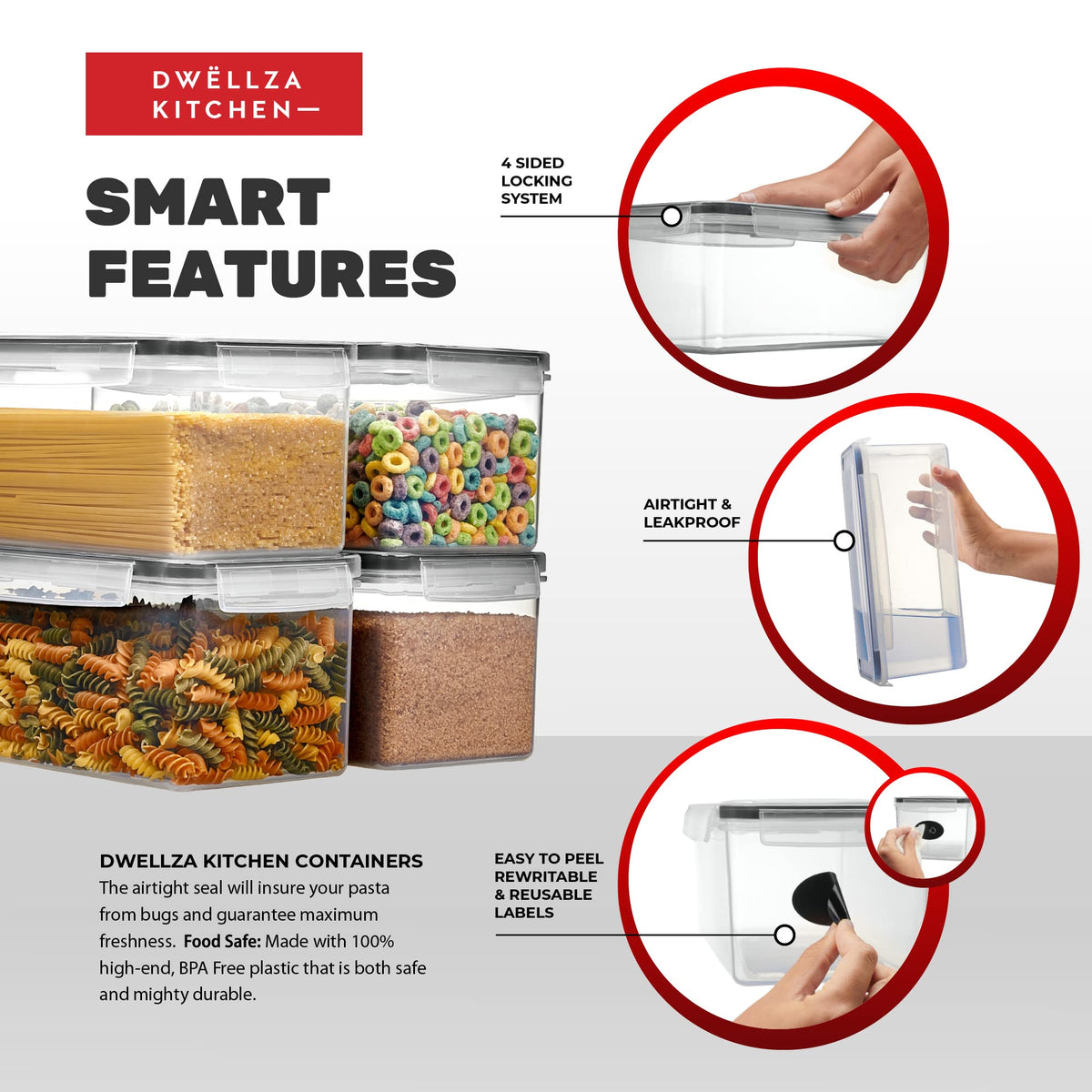 Dwellza Kitchen airtight seal closeup preserves freshness.