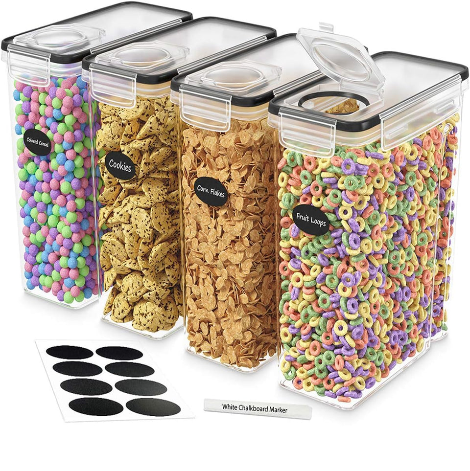DWËLLZA KITCHEN cereal containers four-liter set with clear view for quick refills.