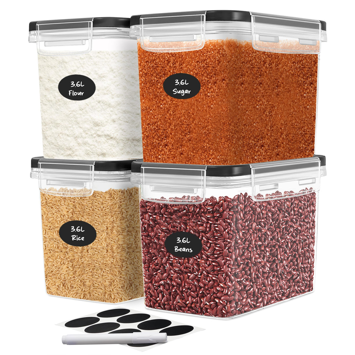 DWËLLZA KITCHEN flour sugar storage set with airtight lids keeps pantry organized