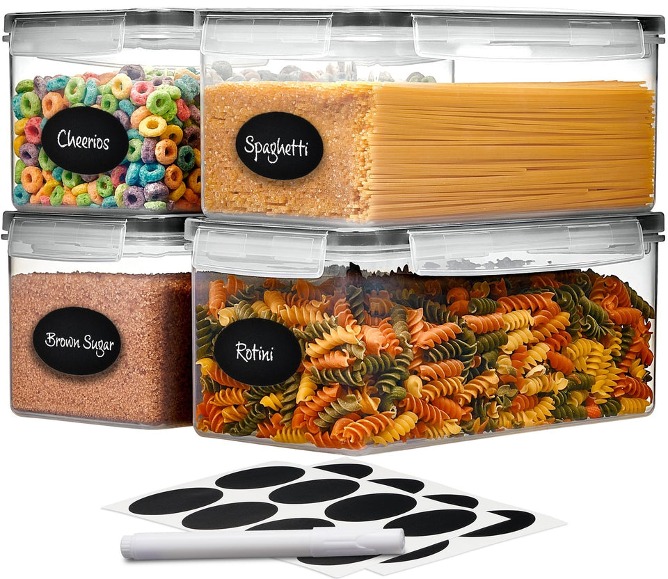 Dwellza Kitchen pasta containers, front view, 3.2L each for organized pantry storage.