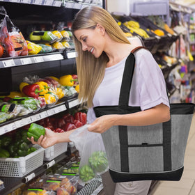 Dwscroad insulated bag gray carry handles for comfortable transport.