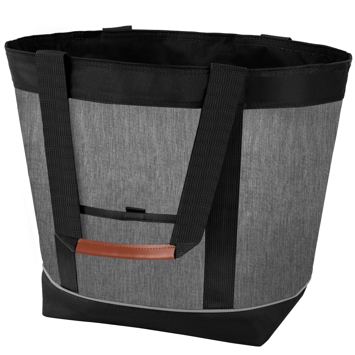 Dwscroad insulated bag gray front view, portable cooler for on-the-go meals.