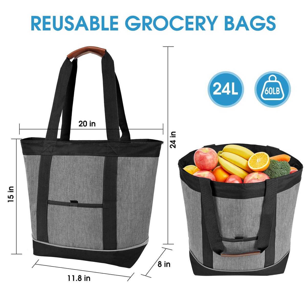 Dwscroad insulated bag gray open lid, spacious inner area for snacks.