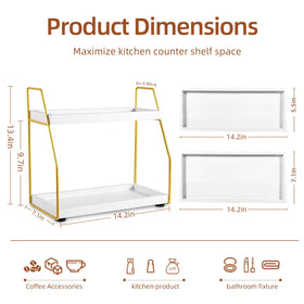 DWTS wooden shelf coffee station adds stylish storage for mugs, sugars, and tea at the counter.