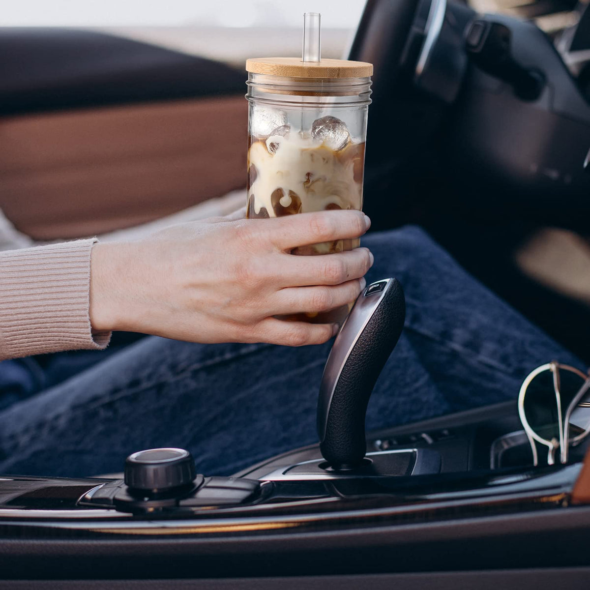 DWTS DANWEITESI 24 oz glass cup fits standard car cup holder
