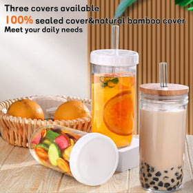 DWTS DANWEITESI bamboo lids and glass straws for a reusable on-the-go solution
