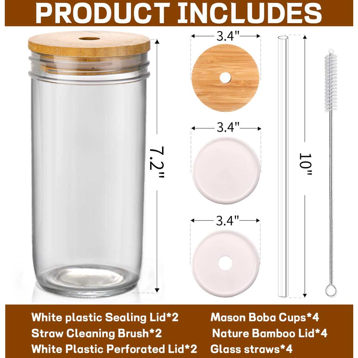 DWTS DANWEITESI wide-mouth 24 oz mason jar ideal for smoothies on the go