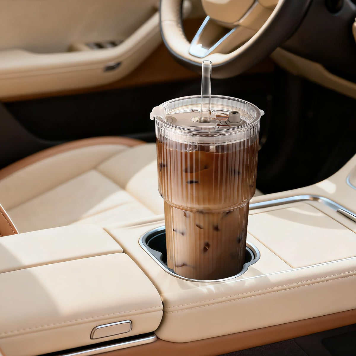 DWTS DANWEITESI elegant ribbed design glass tumbler enhances daily rituals