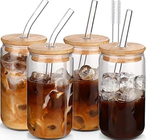 DWTS DANWEITESI glass cups with lids and straws set for stylish, spill-resistant everyday beverages.
