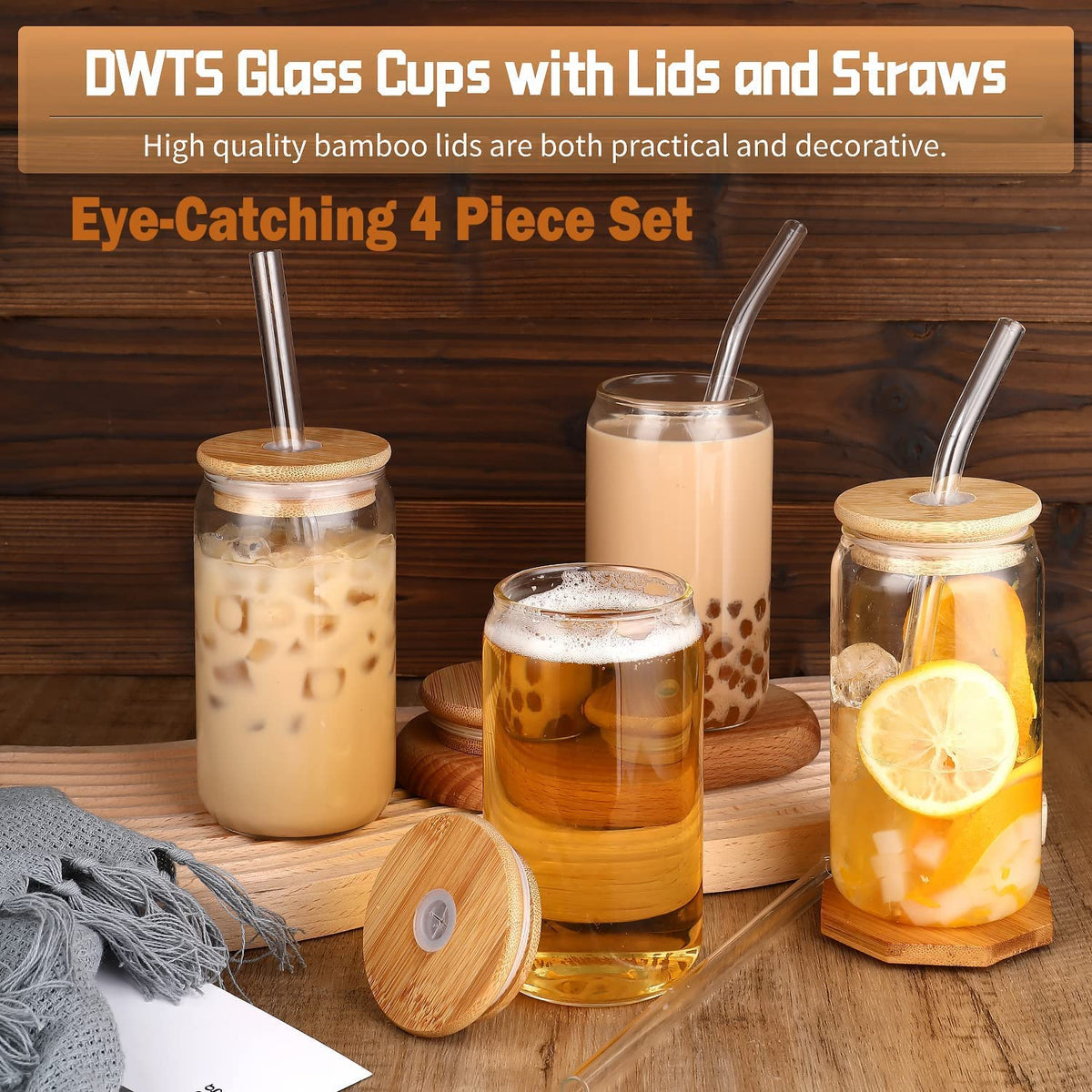 DWTS DANWEITESI jar-shaped design adds modern charm to cocktails and cold drinks.