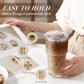 DWTS DANWEITESI lid and straw set for iced coffee in a reusable glass tumbler