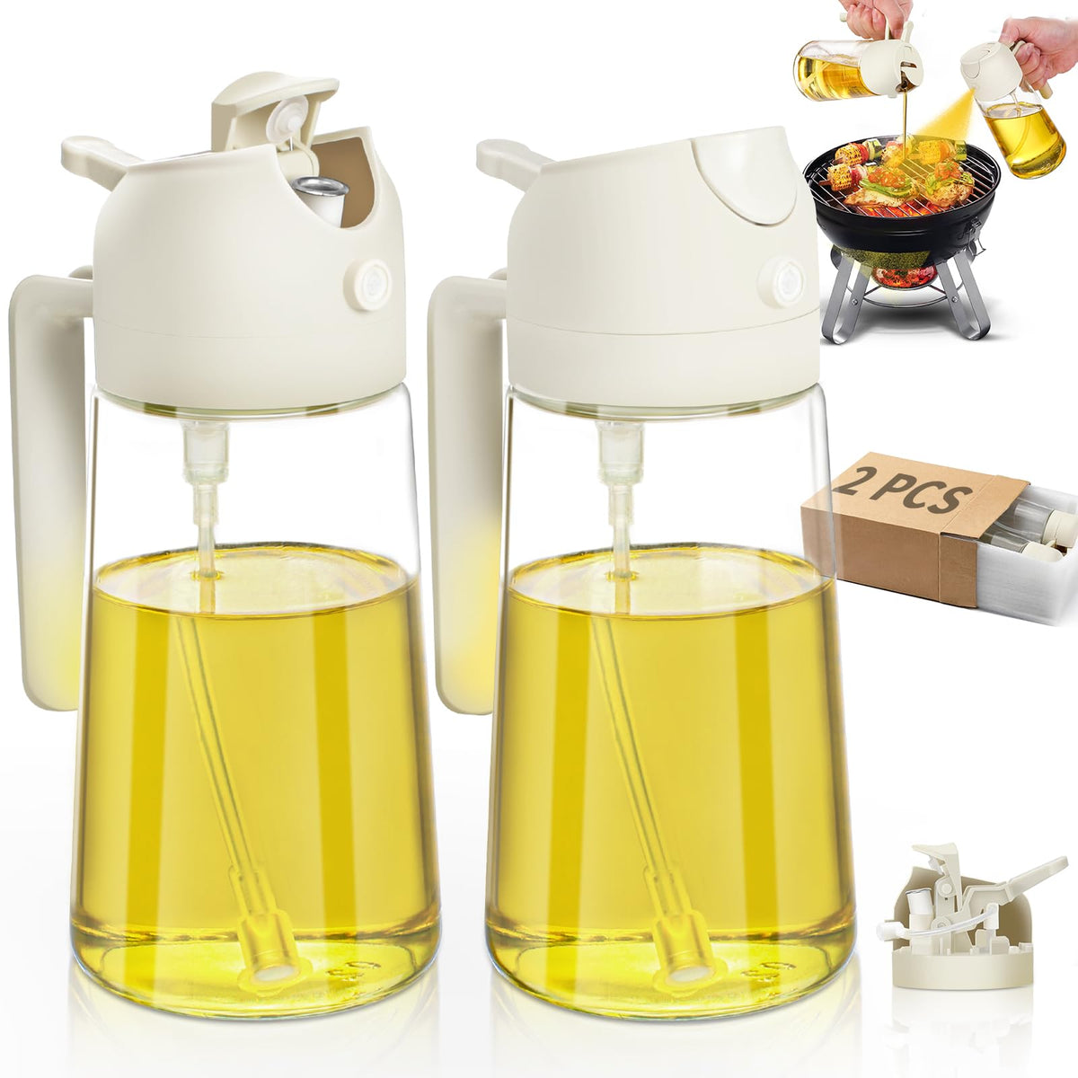 DWTS Danweitesi oil sprayer 16oz glass bottle front view for precise pouring and spraying.
