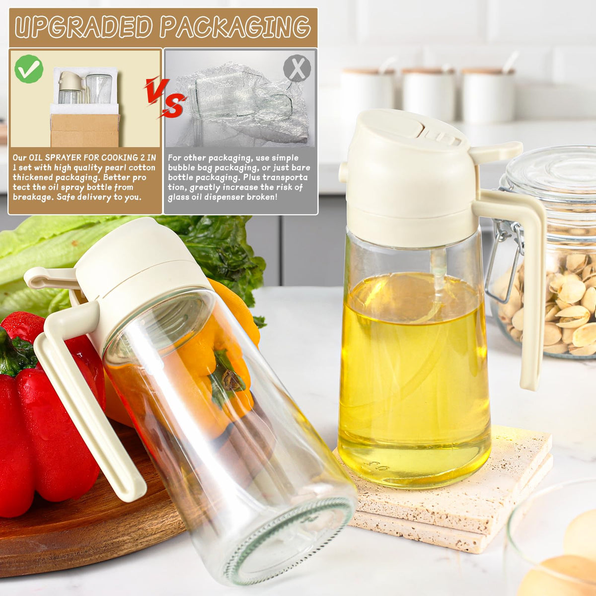 DWTS Danweitesi anti-drip spout reduces mess during cooking.