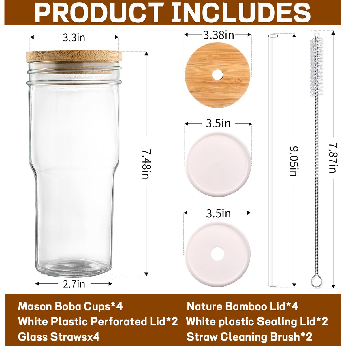 DWTS DANWEITESI glass straws for easy cleaning and drinking.