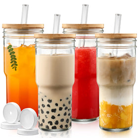 DWTS DANWEITESI mason jar set with lid and straw for on-the-go iced drinks.