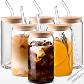 DWTS glass cups with lids and straws for 16 oz, spill-resistant and stylish