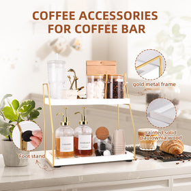 DWTS multi-functional storage keeps coffee spices and tea essentials organized and accessible.