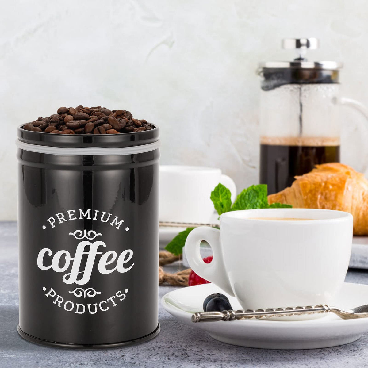 Dxlac rustic black kitchen canisters add farmhouse style while keeping pantry tidy.
