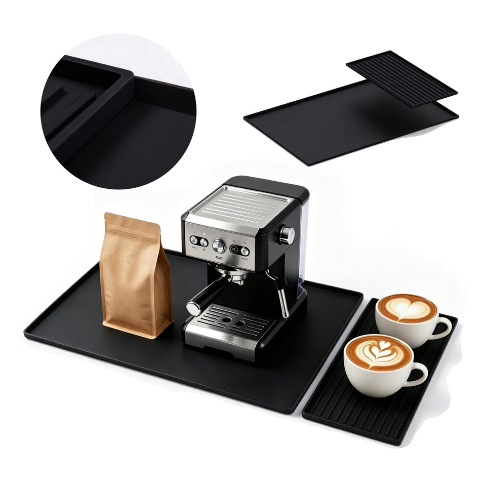 DXOKNQG silicone coffee mat top view protecting counters and organizing the setup.