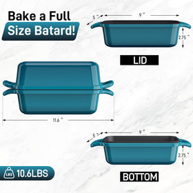 DYCYRQ emerald finish bread oven highlighting enamel interior for even heat.