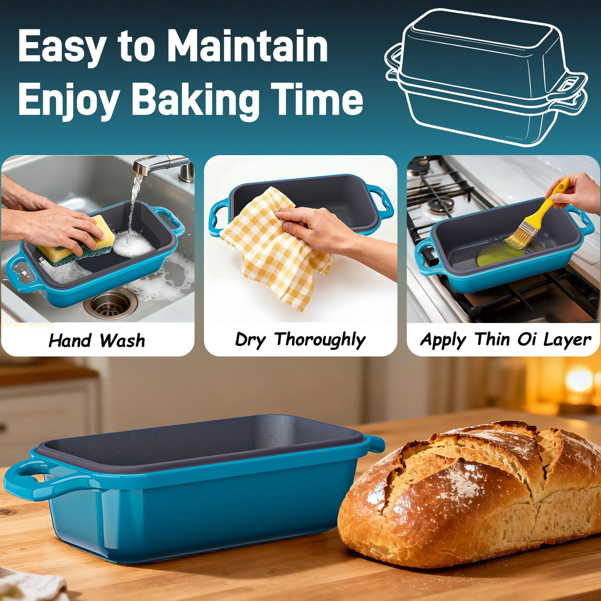 DYCYRQ heat-resistant gloves included for safe handling of hot pans.