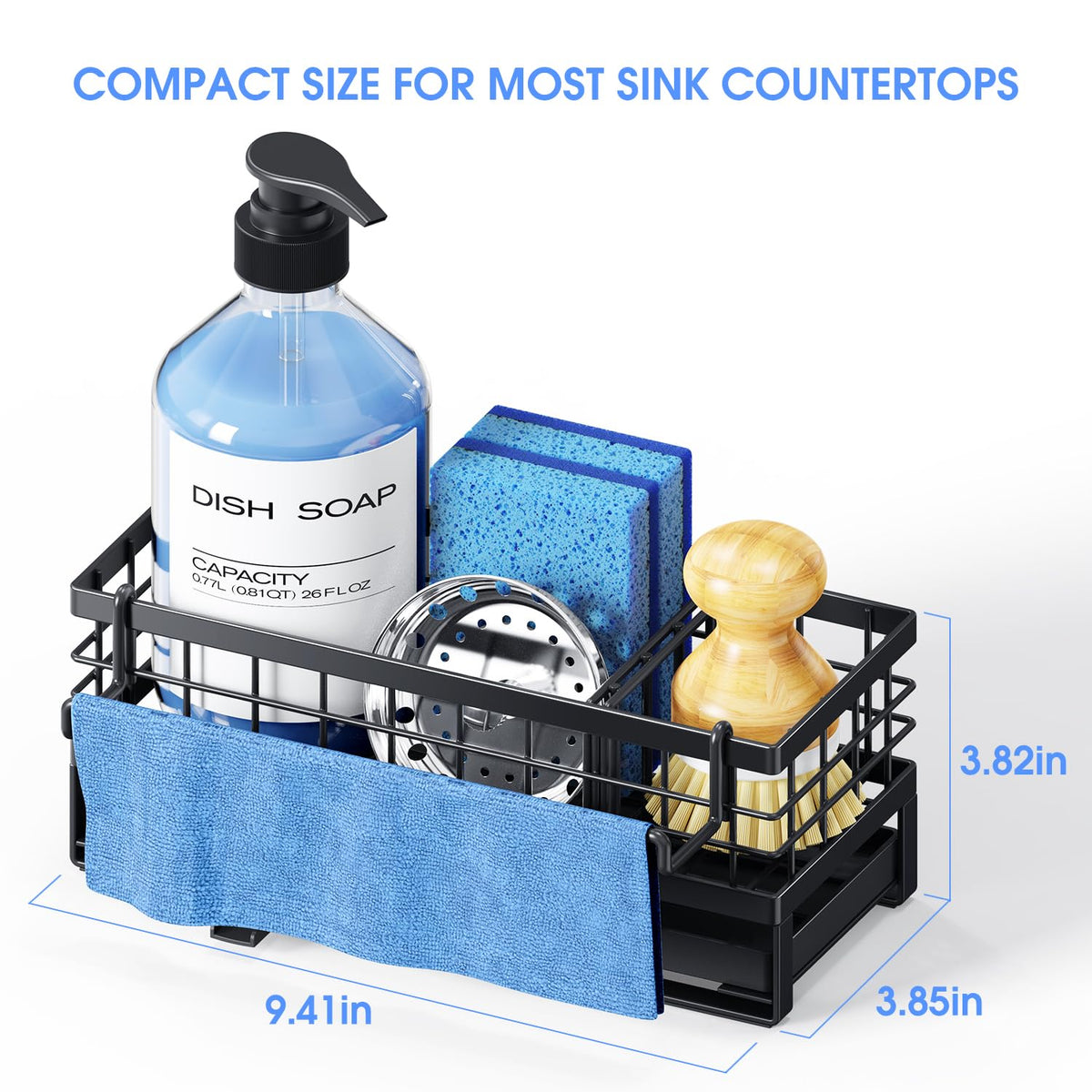 DYFVREN sponge holder showing adjustable dividers for organized storage