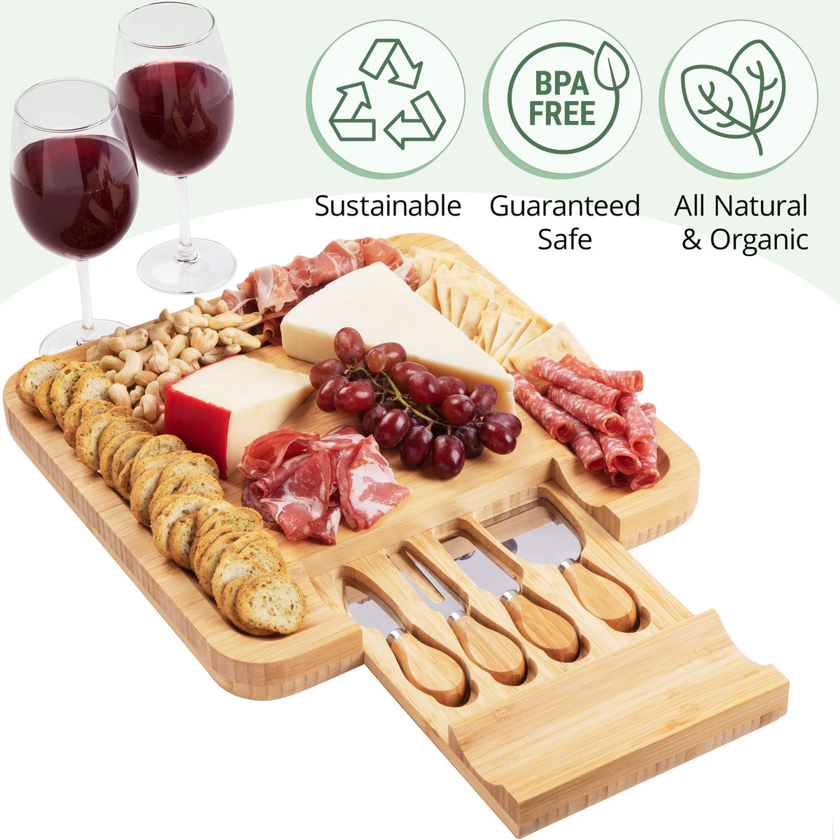 Dynamic Gear serving tray in bamboo finish for elegant presentation
