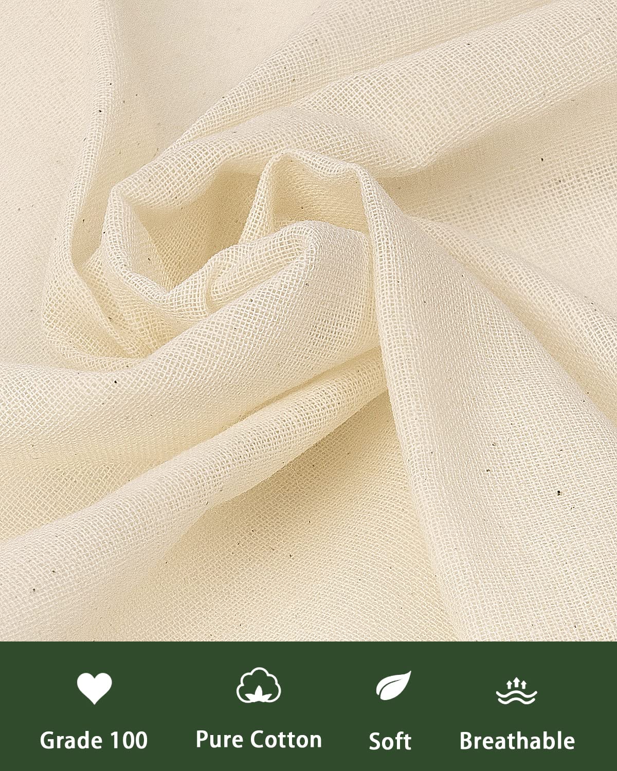 Dynta cheesecloth hemmed edges for easy handling and durability