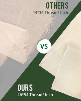 Dynta cheesecloth with hemmed edges supports durable, reusable kitchen tasks.