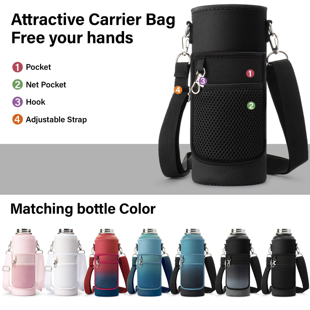 DYSANKY 40 oz bottle braided handle strap for comfortable grip.