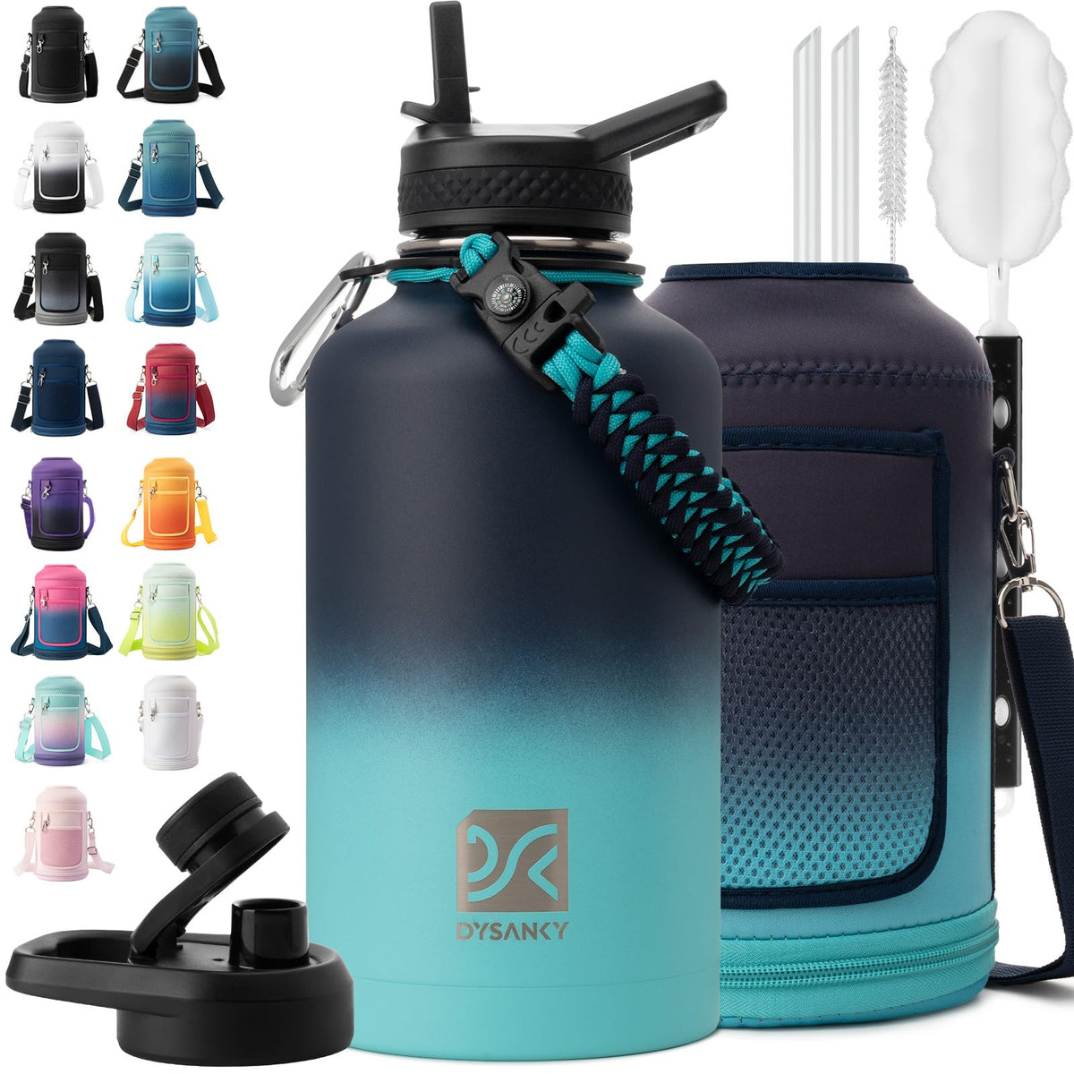 DYSANKY 64oz bottle body with durable steel and insulation for temperature retention.