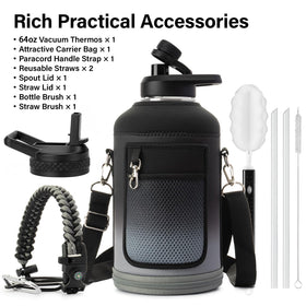 DYSANKY bottle side view showcases 64 oz capacity for all-day hydration.