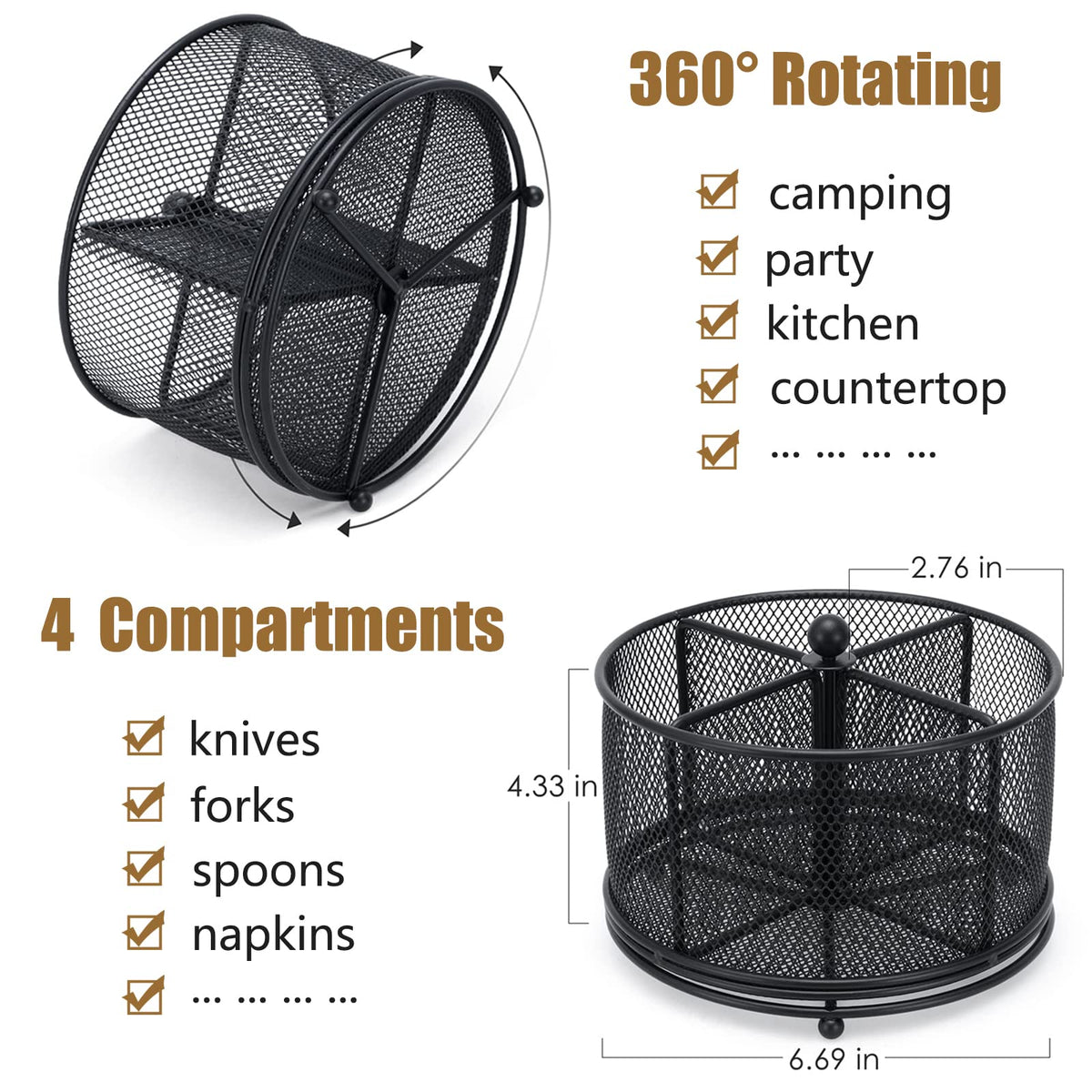 DysanVica weighted-base flatware holder prevents tipping during busy meals