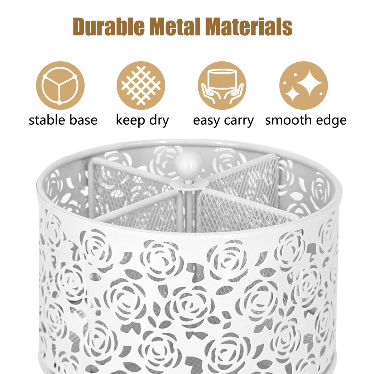 DysanVica metal mesh design promotes airflow and quick drying outdoors.