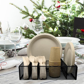 DysanVica outdoor event setup with plates and utensils ready.