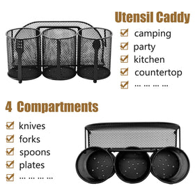 DysanVica silverware holder in metal mesh offers durable countertop organization.