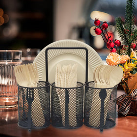 DysanVica stand-up caddy for parties and picnics enables easy item access.