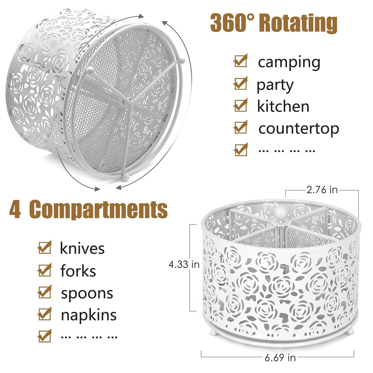 DysanVica rotating caddy with weighted base stays stable on counters.