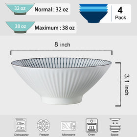 Close-up of Dyware large 8-inch ramen bowl showing durable porcelain.