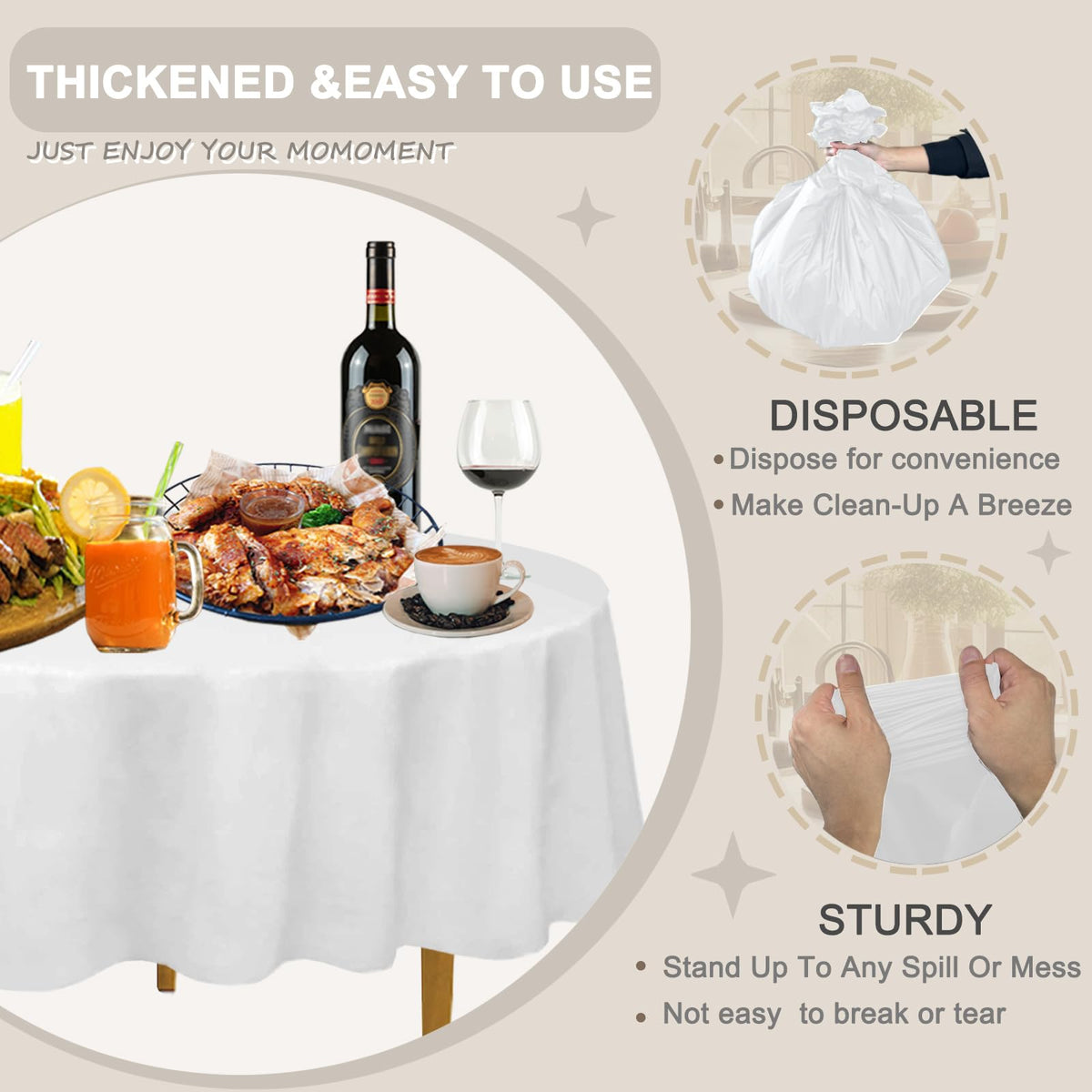D&Z outdoor tablecloth in a picnic setting with quick cleanup after meals.