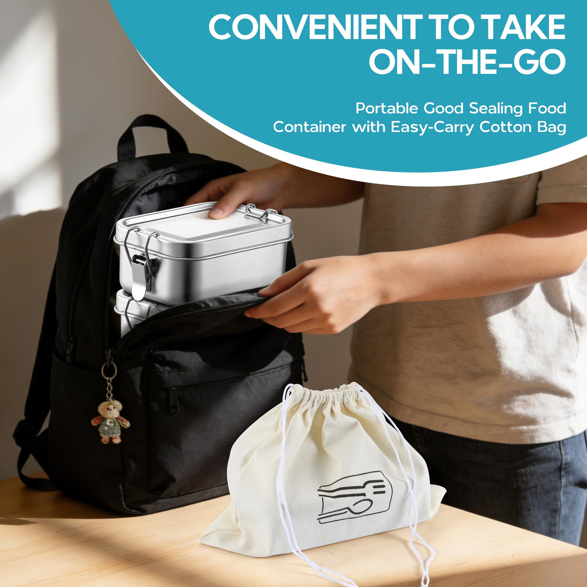 E-far 1400ml capacity accommodates sandwiches, salads, and snacks.