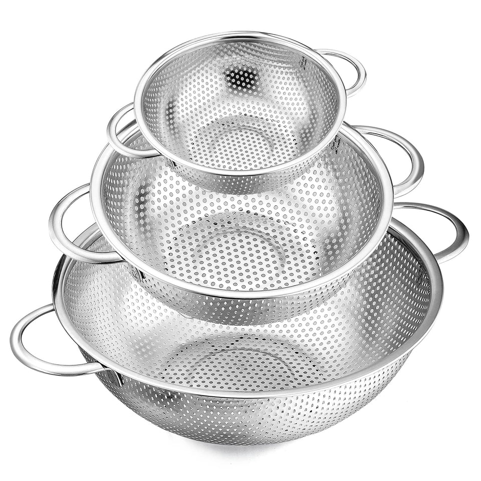 E-far 1-quart colander side view for quick rinsing of small batches